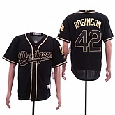 Dodgers 42 Jackie Robinson Black Gold Cool Base Jersey Sguo,baseball caps,new era cap wholesale,wholesale hats
